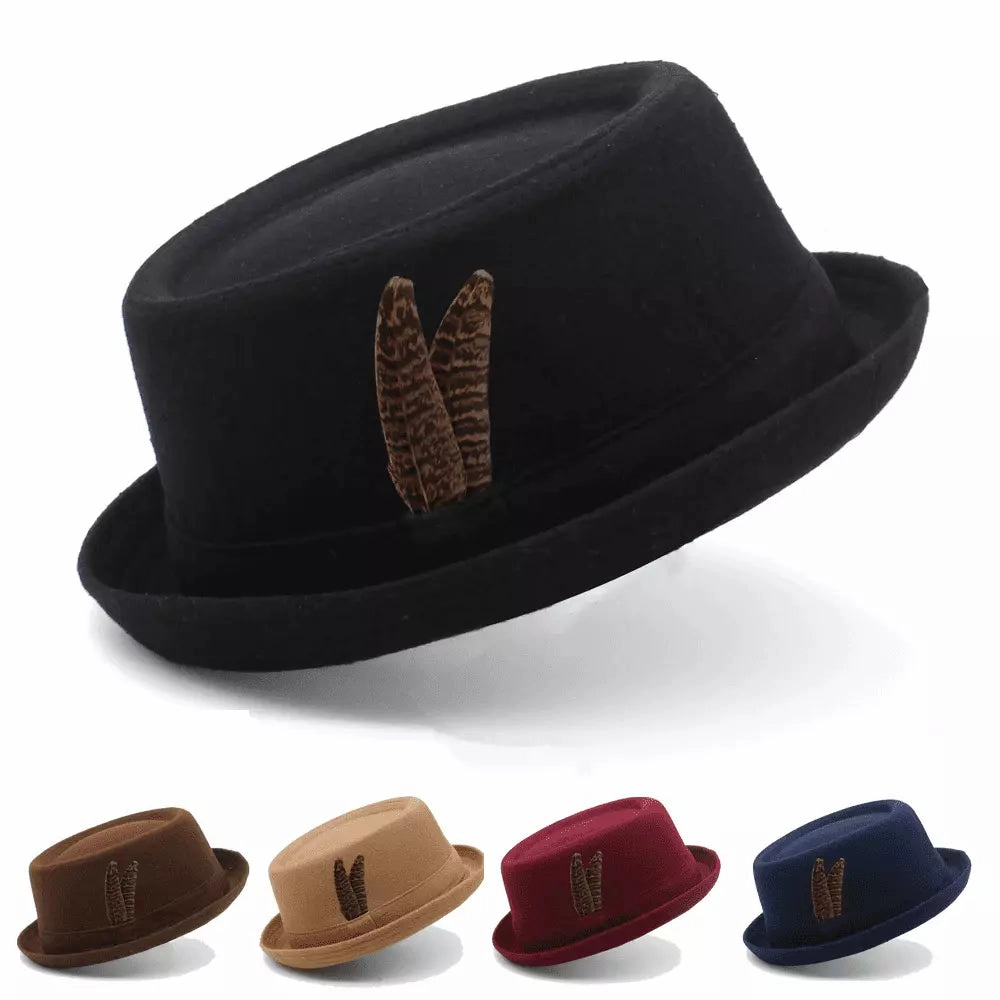 Poitiers Feathers Wool Porkpie Hat