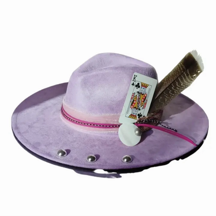 Poker of Aces Feathers Suede Fedora Hat