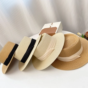 Popular Foldable Straw Hat British-Style Wide Brim Sun Hat