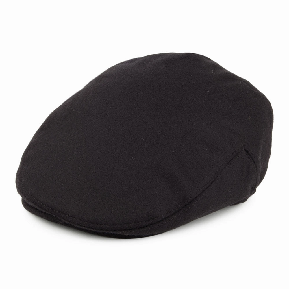 Pure Wool Harlem Flat Cap - Black