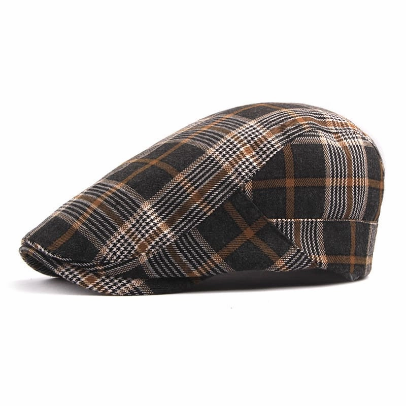 R&B Plaid Cotton Flat Cap