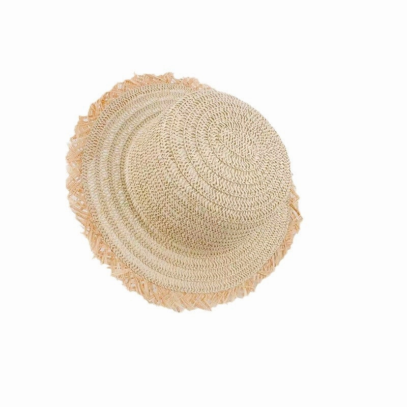 Raffia Straw Flat Brim Sun Hat