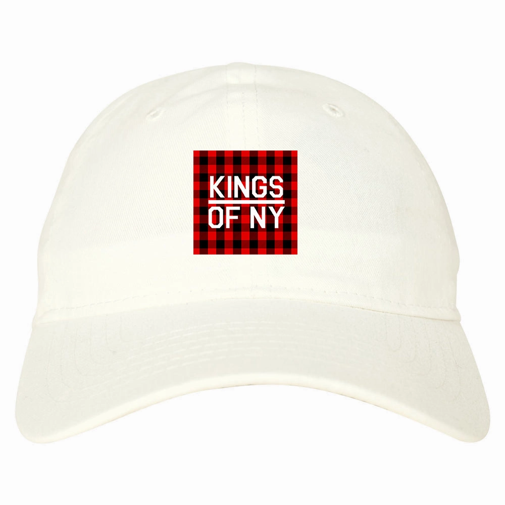 Red Buffalo Plaid Box Logo Mens Dad Hat
