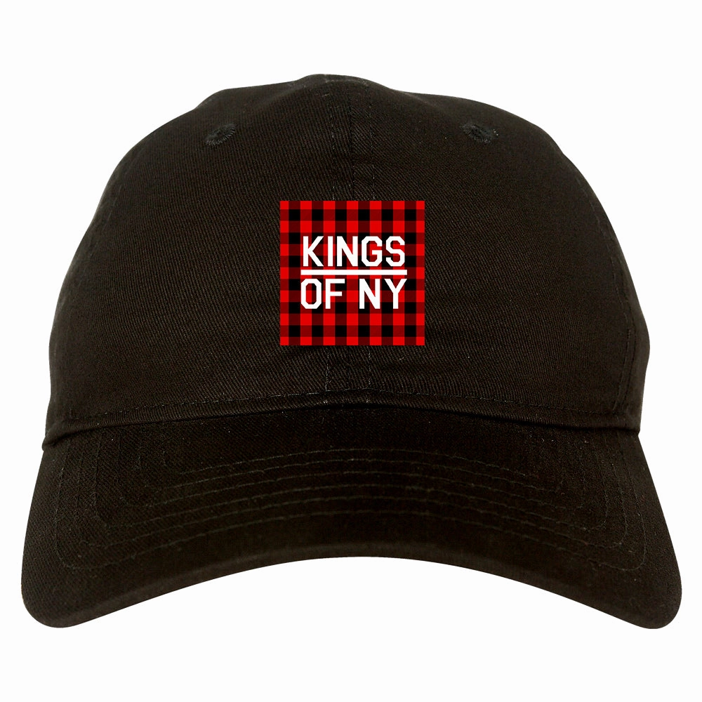 Red Buffalo Plaid Box Logo Mens Dad Hat