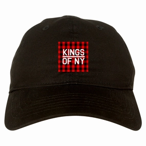Red Buffalo Plaid Box Logo Mens Dad Hat