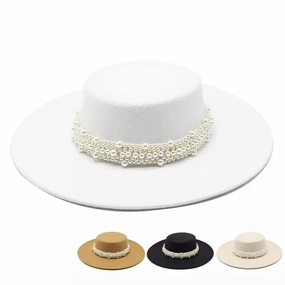 Reims Pearls Belt Boater Hat