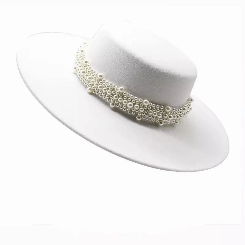 Reims Pearls Belt Boater Hat