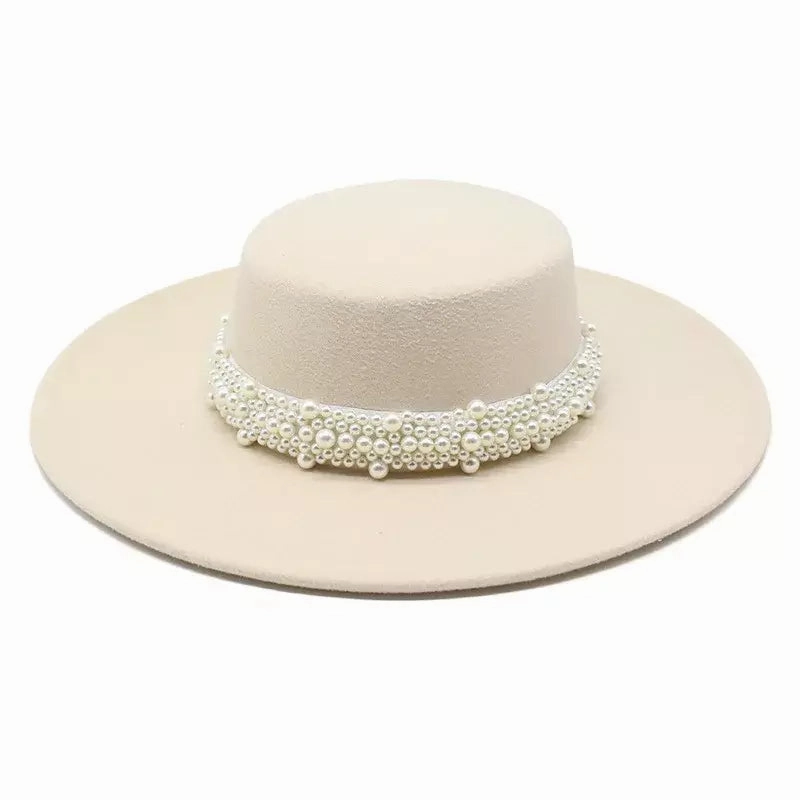 Reims Pearls Belt Boater Hat