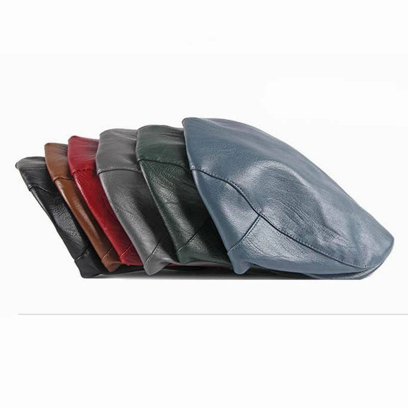 Reims Vintage Leather Flat Cap