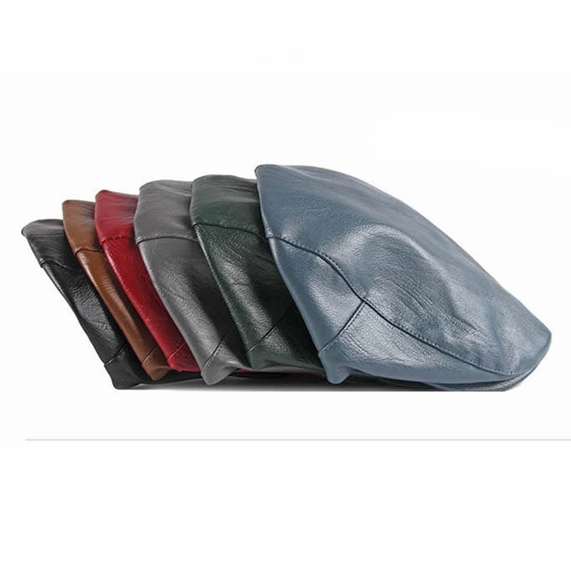 Reims Vintage Leather Flat Cap