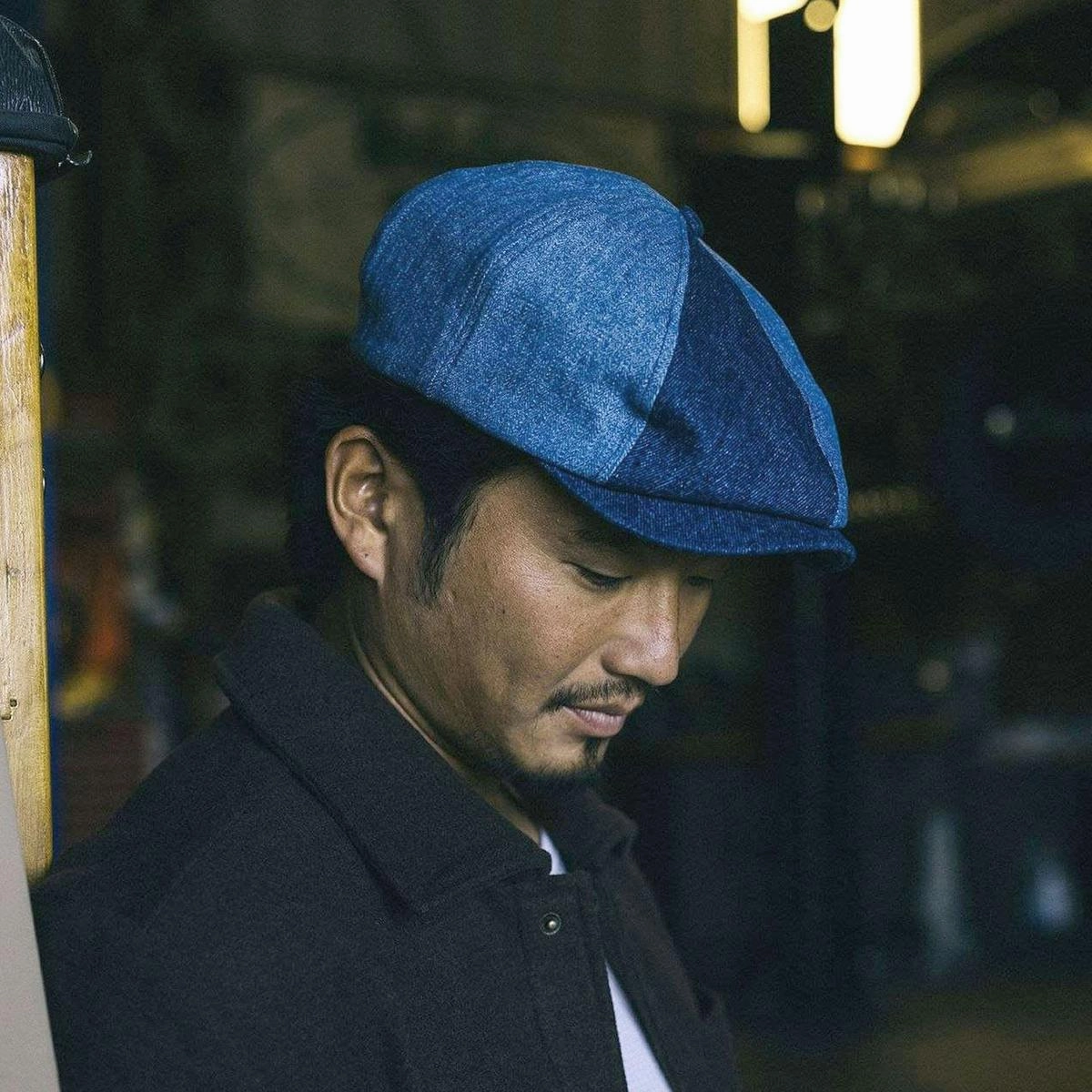 Reserve Assembly Herringbone and Denim Brood Newsboy Cap
