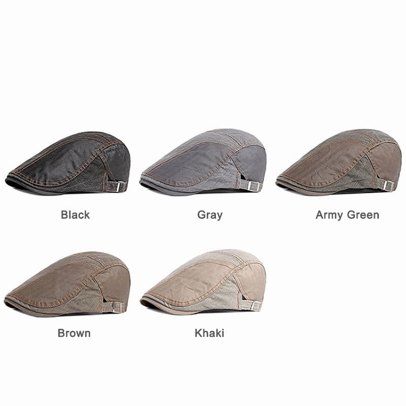 Retro Patchwork Cotton Flat Cap