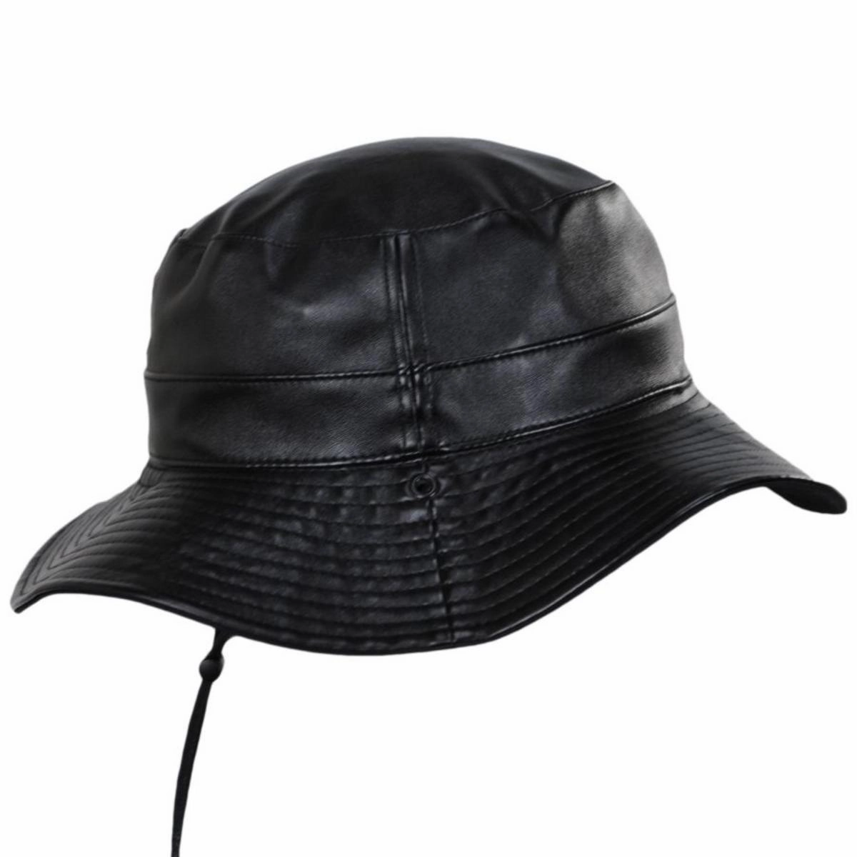 Reversible Faux Leather Bucket Hat
