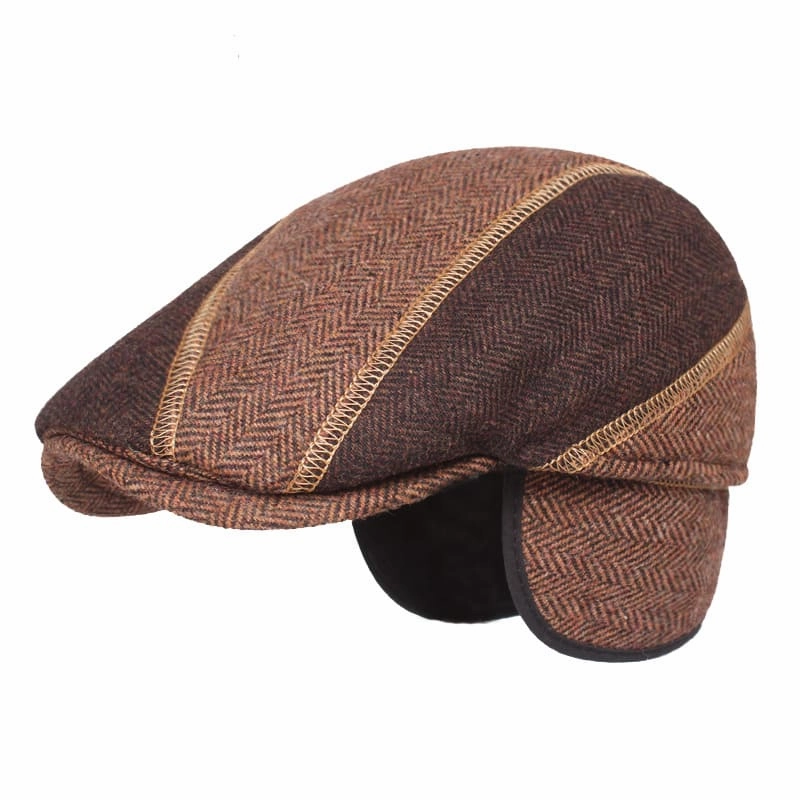 RGD Winter Earflaps Wool Flat Cap