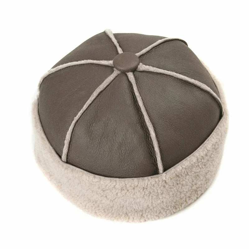 Russian Wool Lined Genuine Leather Docker Cap