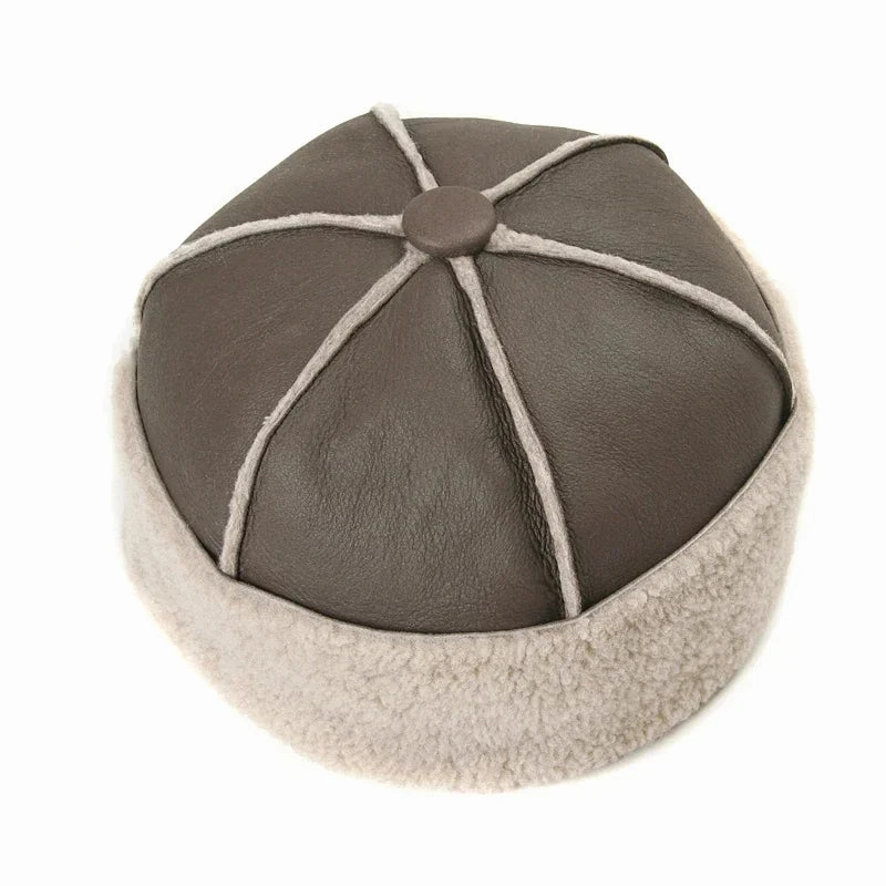Russian Wool Lined Genuine Leather Docker Cap