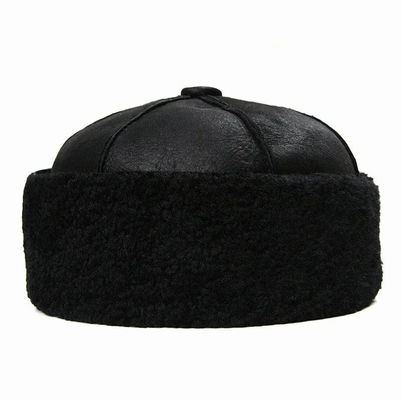 Russian Wool Lined Genuine Leather Docker Cap