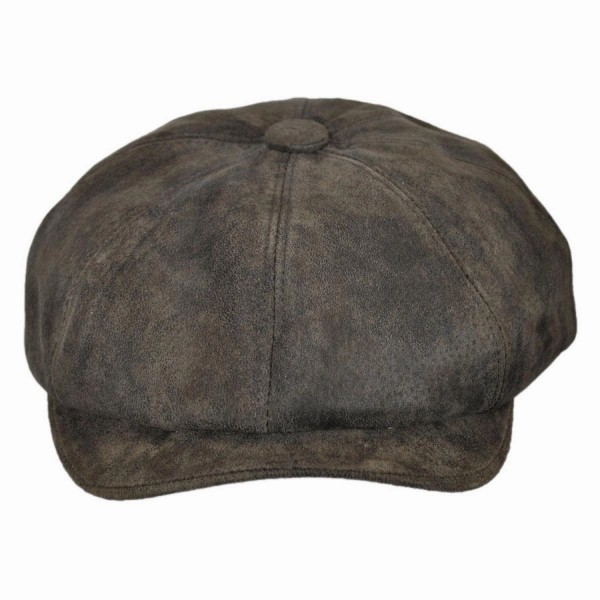 Rustic Leather Newsboy Cap