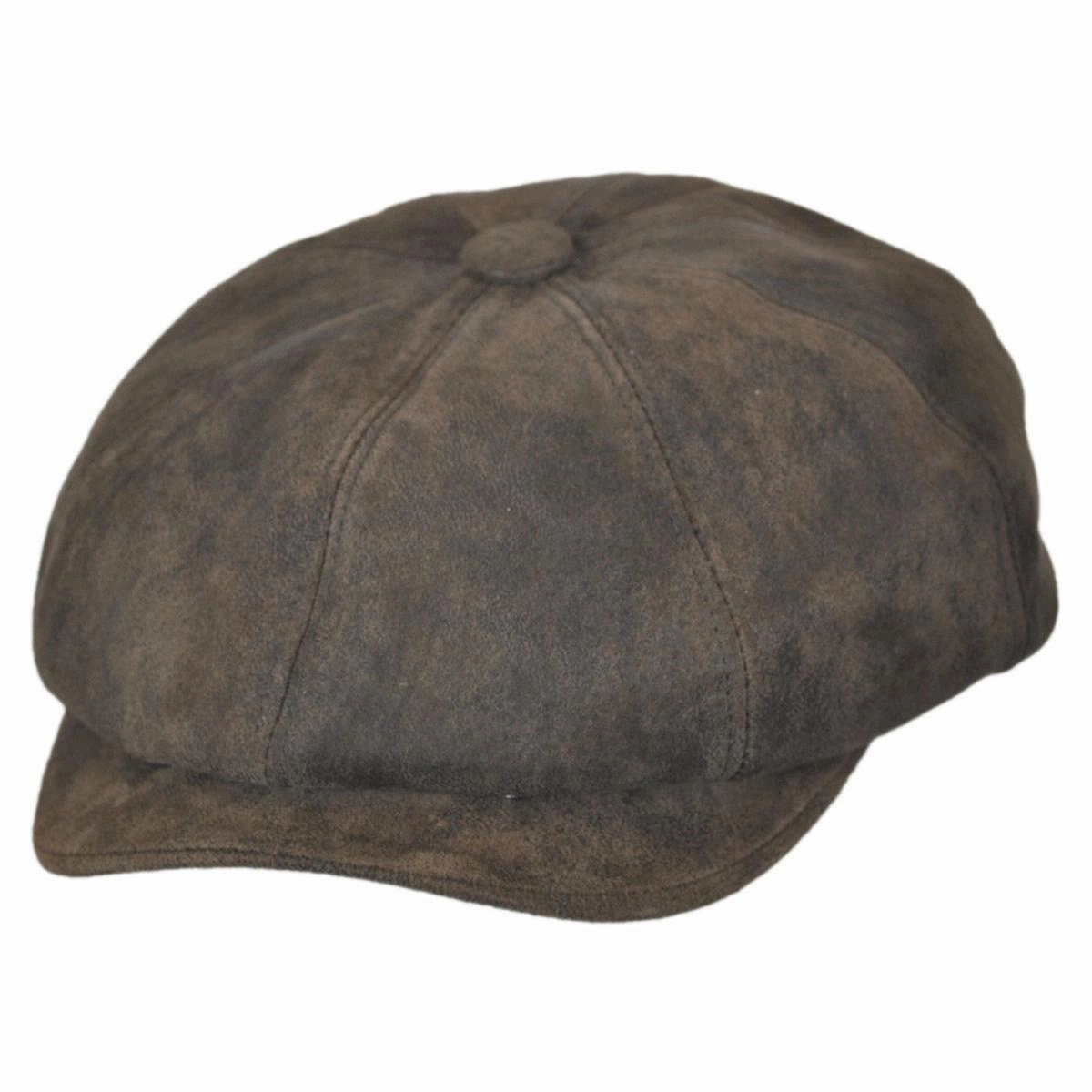 Rustic Leather Newsboy Cap