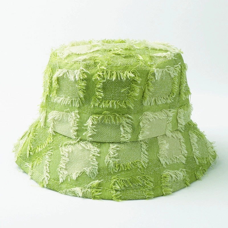 Saint-Dennis Fur Plaid Bucket Hat