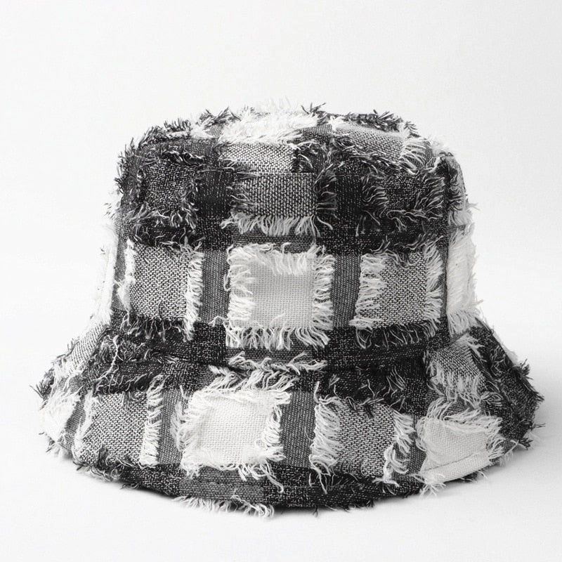 Saint-Dennis Fur Plaid Bucket Hat