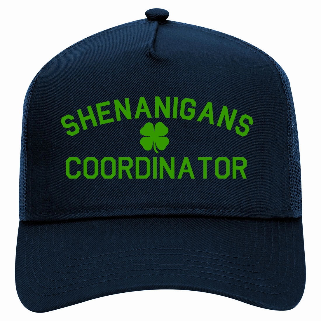 Shenanigans Coordinator St Patricks Day Retro Adult 5 Panel Mesh Trucker Hat