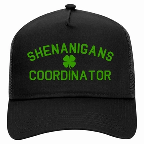 Shenanigans Coordinator St Patricks Day Retro Adult 5 Panel Mesh Trucker Hat