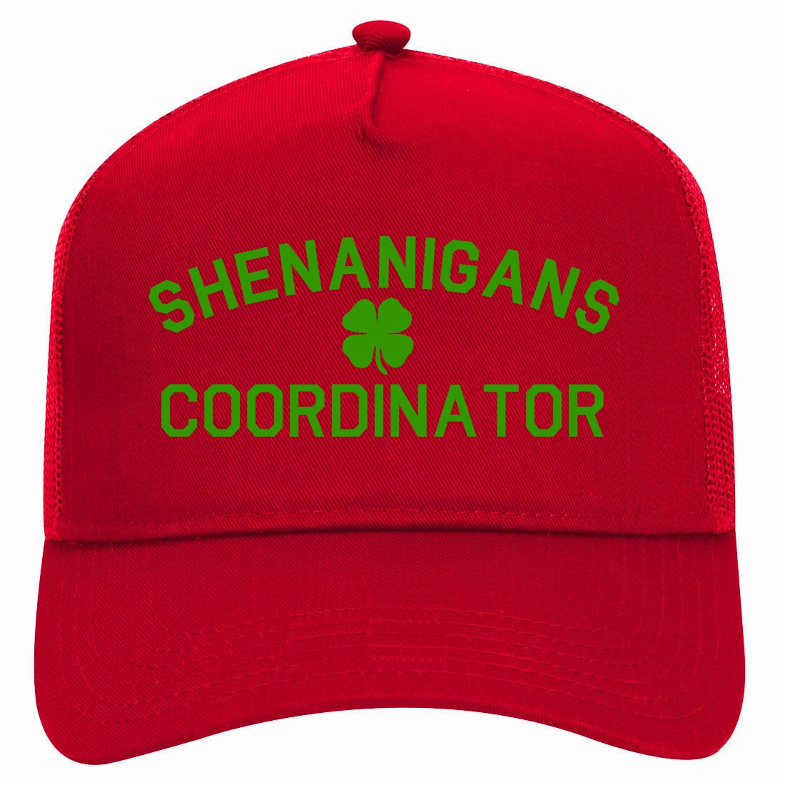 Shenanigans Coordinator St Patricks Day Retro Adult 5 Panel Mesh Trucker Hat