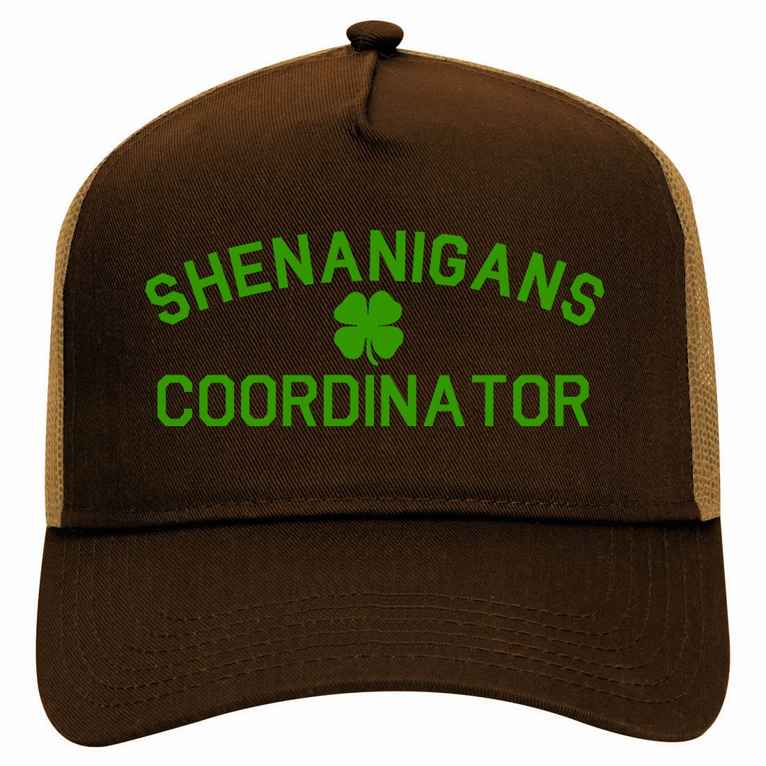 Shenanigans Coordinator St Patricks Day Retro Adult 5 Panel Mesh Trucker Hat