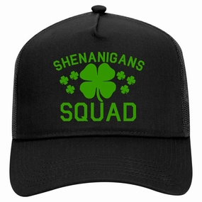 Shenanigans Squad St Patricks Day Retro Adult 5 Panel Mesh Trucker Hat