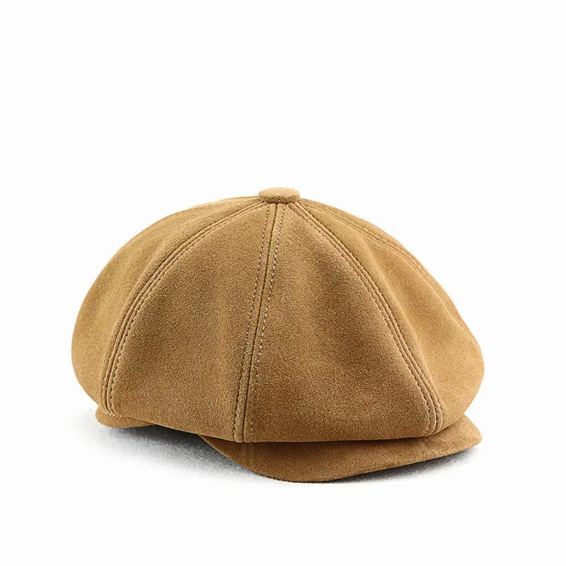 Shetland Genuine Suede Leather Newboy Cap