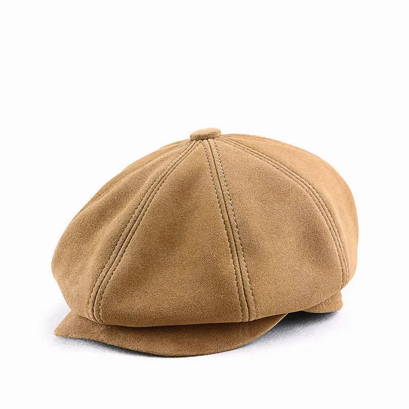 Shetland Genuine Suede Leather Newboy Cap