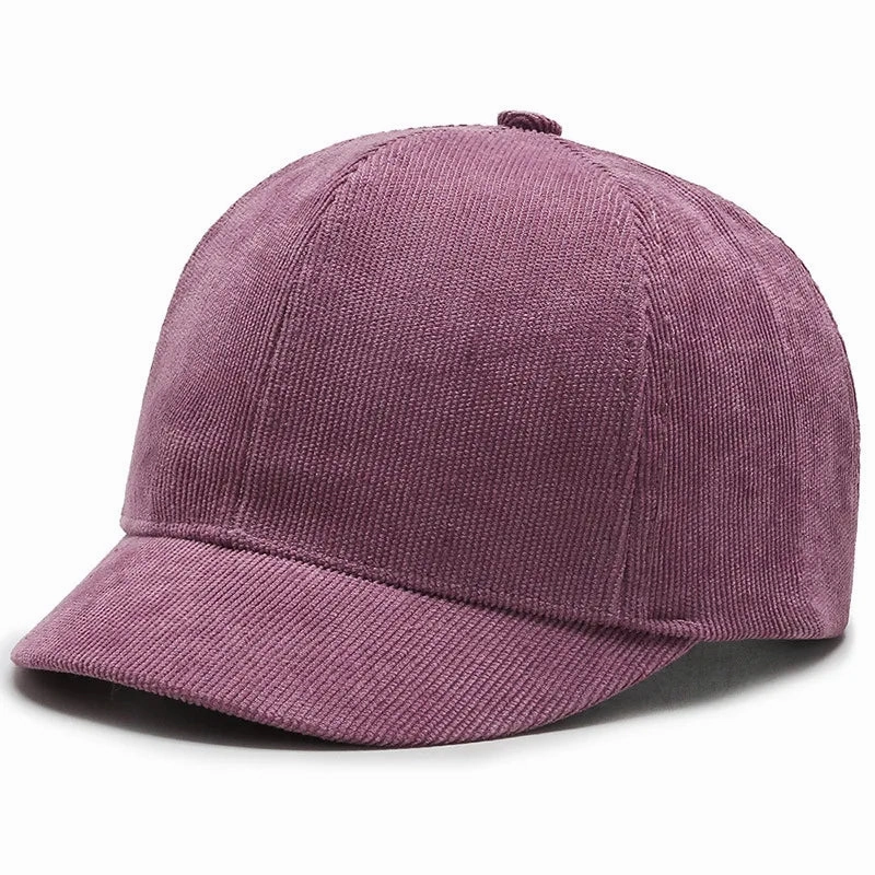 Short Brim Corduroy Baseball Cap