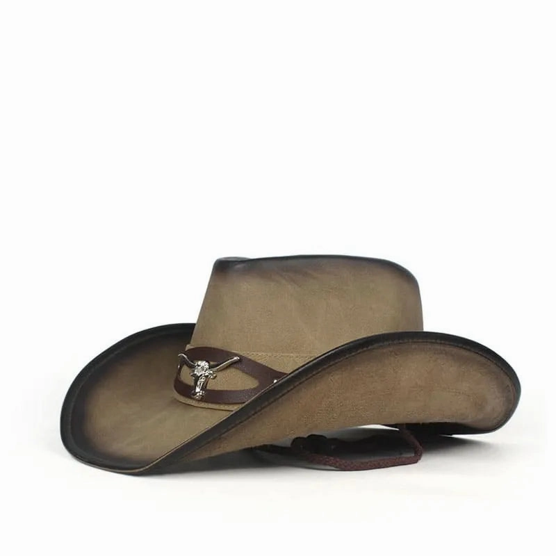 Silver Goat Genuine Leather Cowboy Hat
