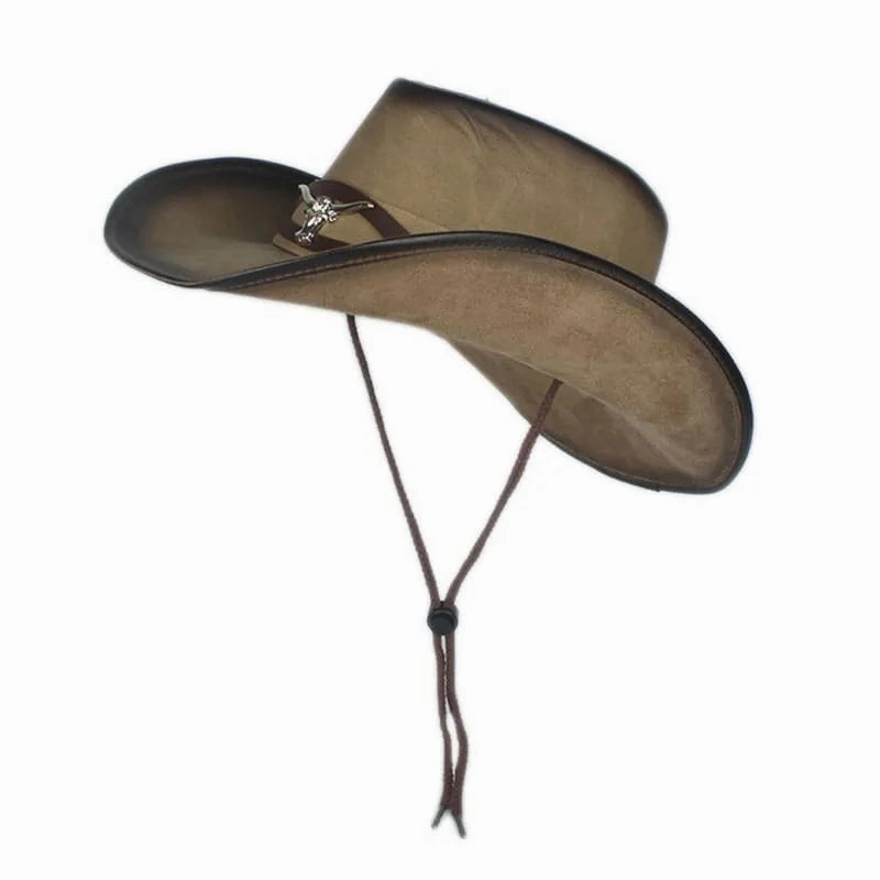 Silver Goat Genuine Leather Cowboy Hat