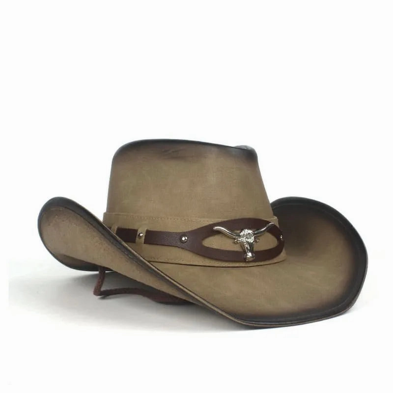 Silver Goat Genuine Leather Cowboy Hat