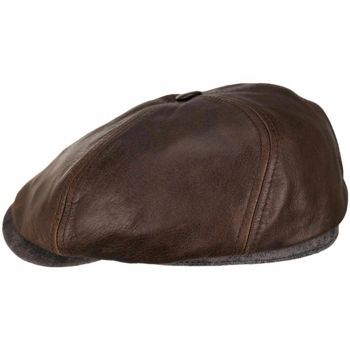 Six-Panel Leather Newsboy Cap