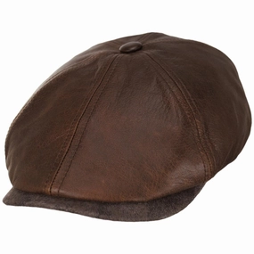 Six-Panel Leather Newsboy Cap