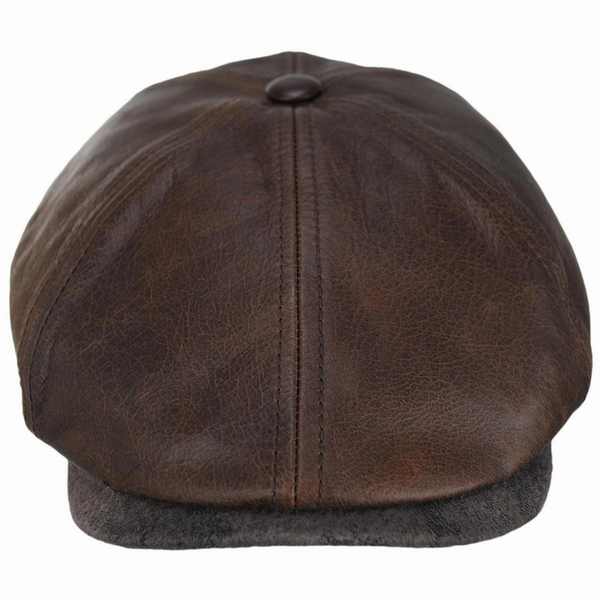 Six-Panel Leather Newsboy Cap