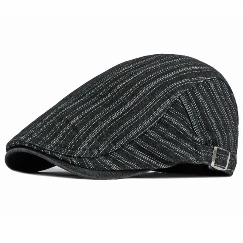 Sook Striped Denim Flat Cap