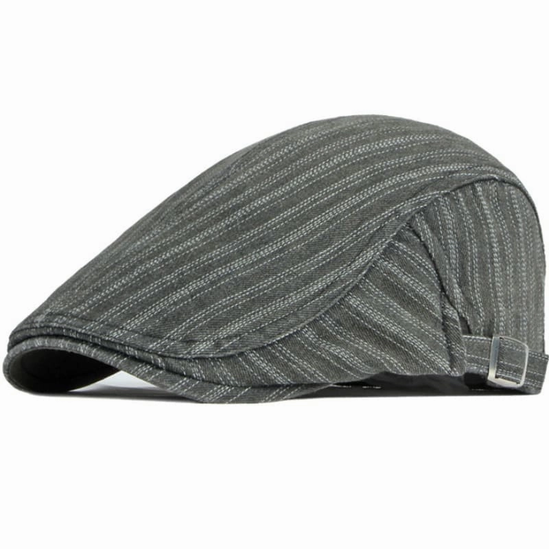Sook Striped Denim Flat Cap