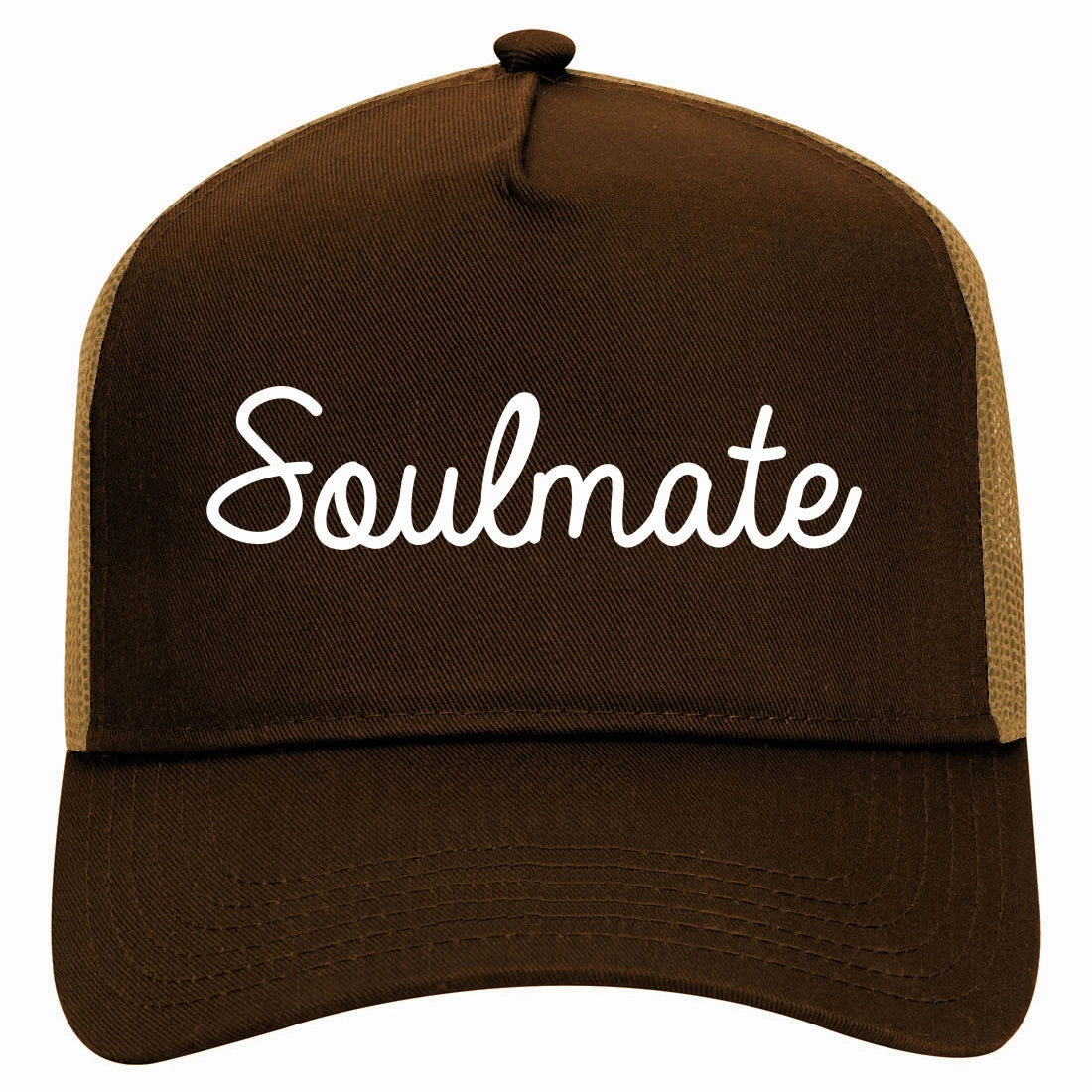 Soulmate Love Soul Wife Retro Adult 5 Panel Mesh Trucker Hat