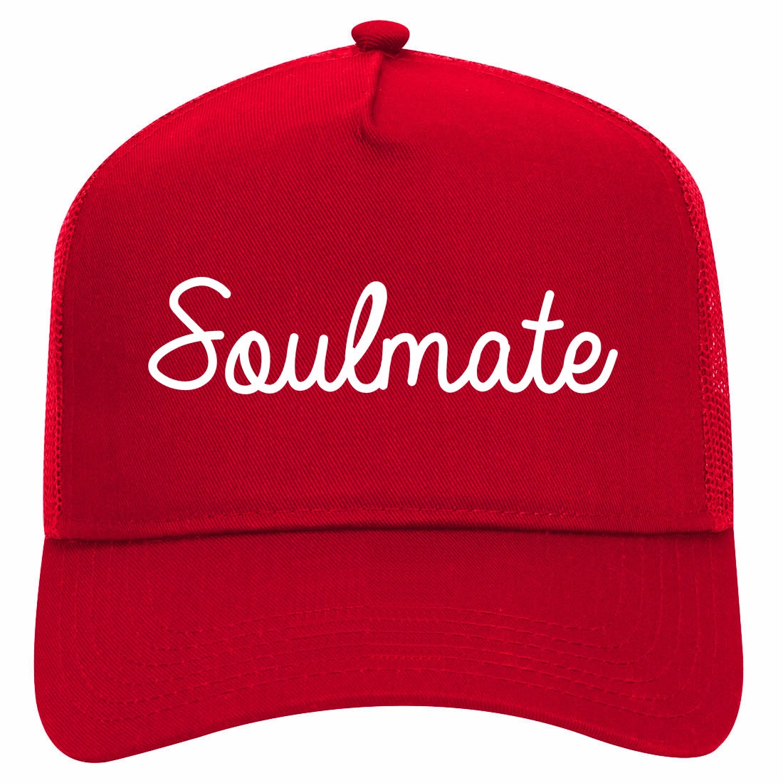 Soulmate Love Soul Wife Retro Adult 5 Panel Mesh Trucker Hat