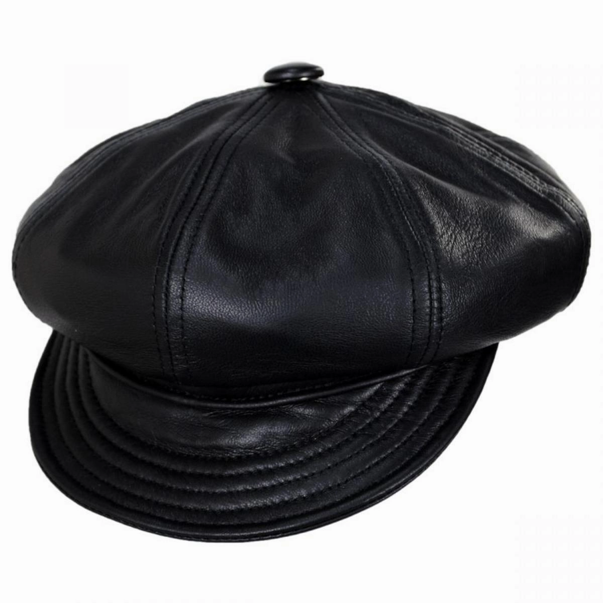 Spitfire Lambskin Leather Newsboy Cap