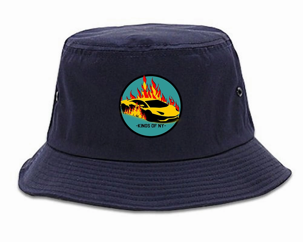 Sports Car In Flames Mens Bucket Hat