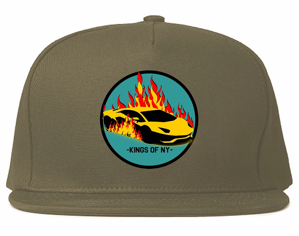 Sports Car In Flames Mens Snapback Hat