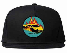 Sports Car In Flames Mens Snapback Hat