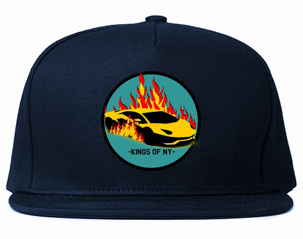Sports Car In Flames Mens Snapback Hat