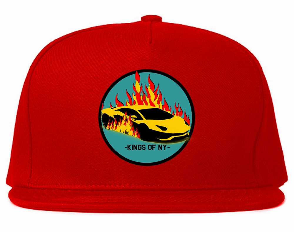 Sports Car In Flames Mens Snapback Hat
