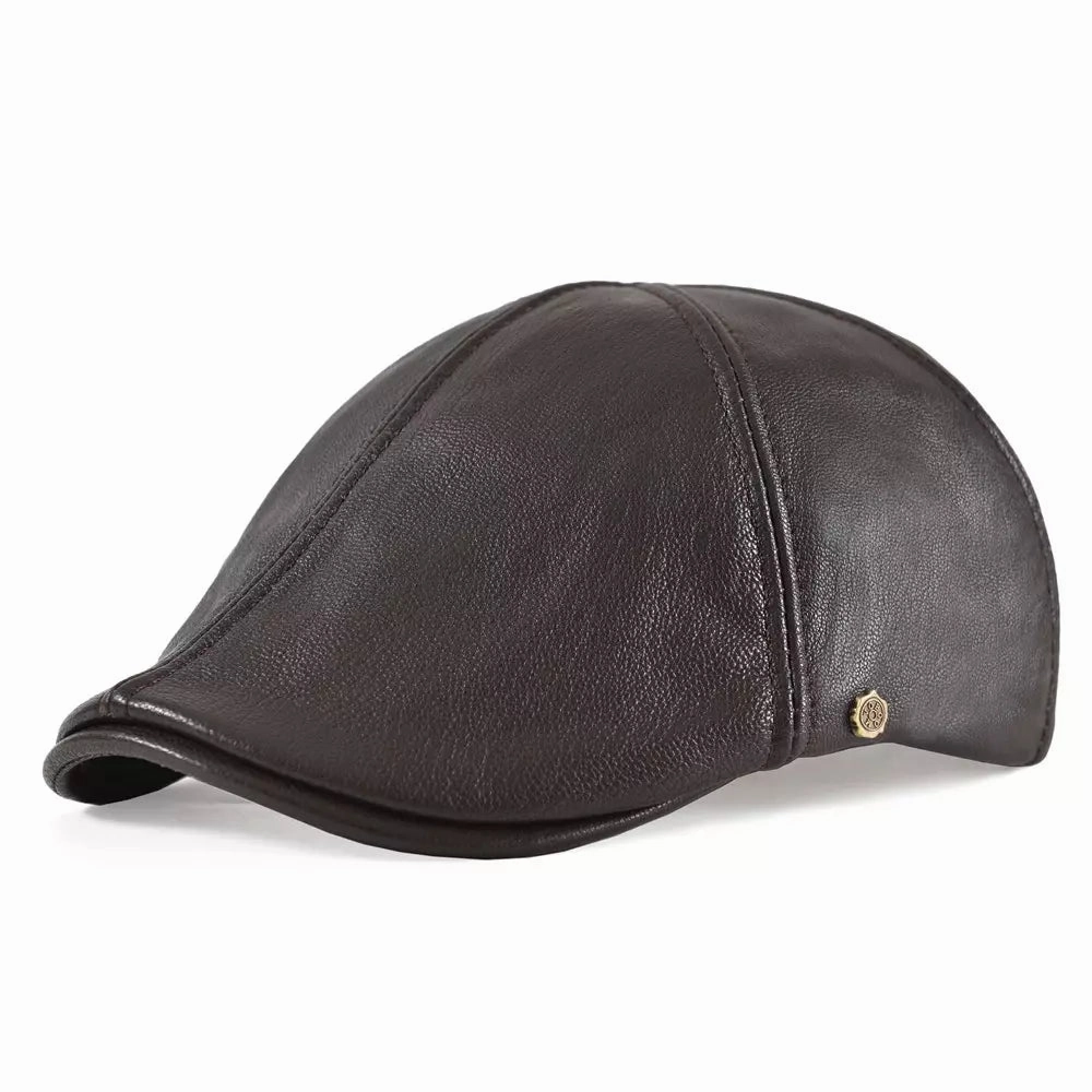 Springville Genuine Leather Flat Cap